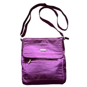 Baggallini purple flap zip magnetic nylon crossbody bag NWOT